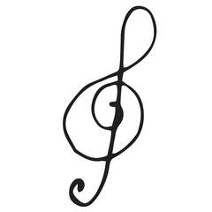 Poster - Treble clef note over white background over white background