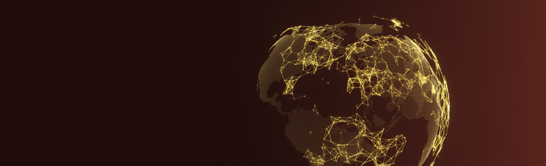 Wall Mural - Globalization and communication concept. Earth and luminous rays. 3d rendering