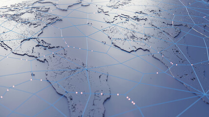 Wall Mural - Globalization and communication concept. Earth and luminous rays. 3d rendering