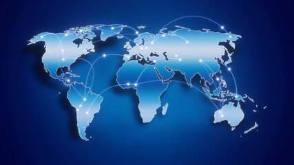 Wall Mural - Globalization and communication concept. Earth and luminous rays. 3d rendering
