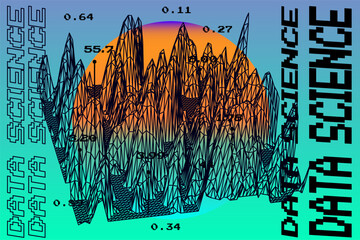 Wall Mural - data visualization in a 3d abstract geometric graph. analysis and mathematical statistics subject il