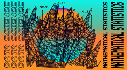 Wall Mural - data visualization in a 3d abstract geometric graph. analysis and mathematical statistics subject il