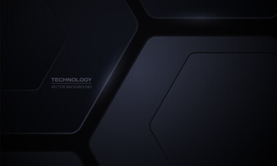 Wall Mural - black 3d vector hexagonal technology abstract background. abstract modern technology futuristic back