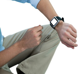 Canvas Print - Man using smart watch against white background