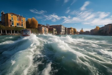 Wall Mural - A boat on the water Generative AI