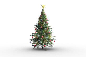 Wall Mural - Christmas tree on white background