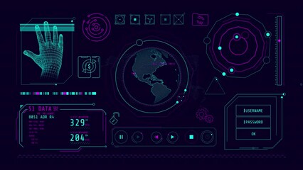 Canvas Print - Infographics about secure online transactions animated on the alpha channel.
