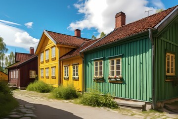 Wall Mural - A row of colorful houses Generative AI