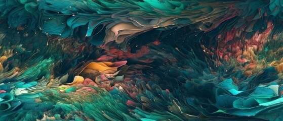 Wall Mural - Water colorful splashes, aesthetic and visual effect. Generative AI