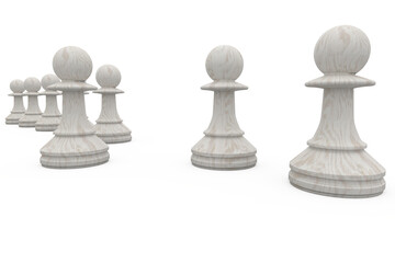 Canvas Print - White pawns in a row