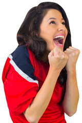 Wall Mural - Cheering football fan in red