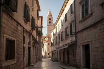 Wall Mural - A street with buildings on both sides Generative AI