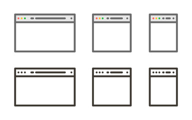 Wall Mural - vector thin line icon outline linear stroke graphic element of a blank web page tab in different siz