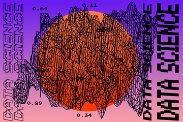 Wall Mural - data visualization in a 3d abstract geometric graph. analysis and mathematical statistics subject il