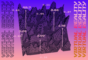 Wall Mural - 3d glitched and distorted plane made of mesh. computer science and virtual reality subject illustrat