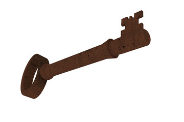 Wall Mural - Digitally generated rusty old key