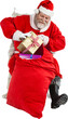 Santa Claus removing presents from Christmas bag
