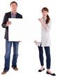 © vectorfusionart - Smiling couple holding large sign