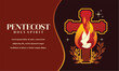 cross and dove illustration banner for pentecost day greeting