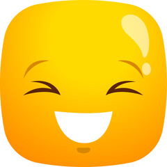 Wall Mural - Cartoon laughing face, happy emoji vector icon