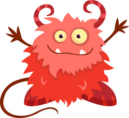 Wall Mural - Monster with eyes and tail funny cartoon character