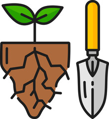 Wall Mural - Gardening and farming, agronomy color line icon