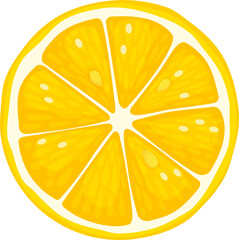 Sticker - Cartoon lemon fruit slice, round piece top view