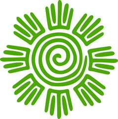 Green ornate plant mayan aztec totem ancient sign