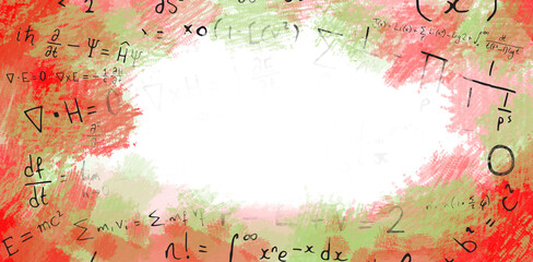 Illustration of algebraic formulas on chalkboard