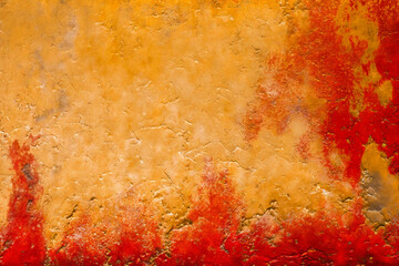 Wall Mural - red orange colored peeling paint concrete cement stucco abstract texture, industrial chic, generative ai