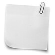 White sticky note with paper clip