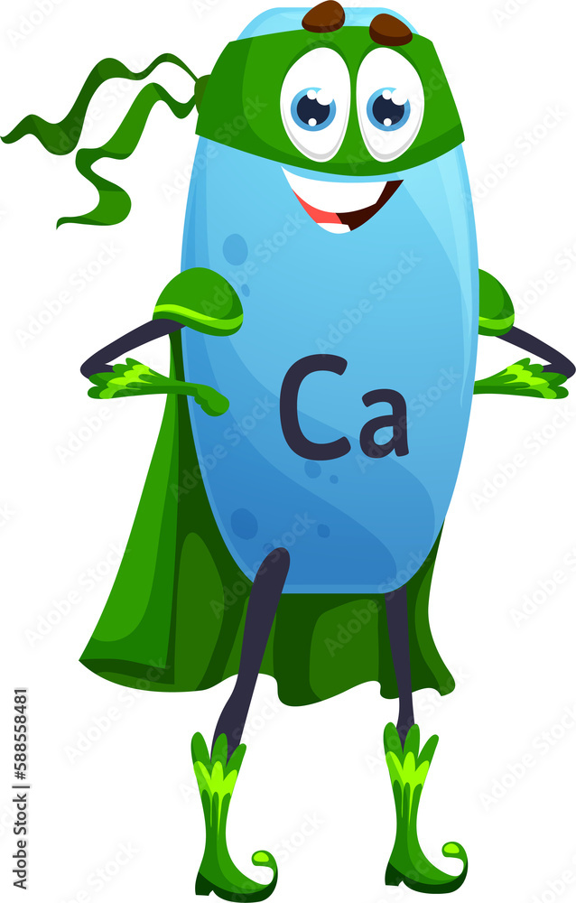 Cartoon calcium superhero micronutrient character Stock Illustration ...