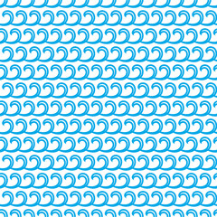 Canvas Print - Blue ocean and sea curly waves seamless pattern