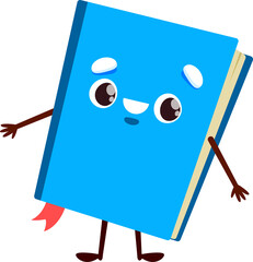 Poster - Cartoon funny textbook in blue cover friendly book