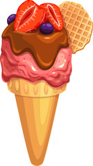 Wall Mural - Cartoon ice cream cone, gelato or frozen yogurt