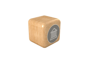 Poster - Computer generated image of house icon on brown cube