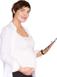 Portrait of pregnant woman using digital tablet