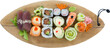 Close up of varaities of japanese food in plate
