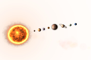 Wall Mural - illustrative image of planets and sun