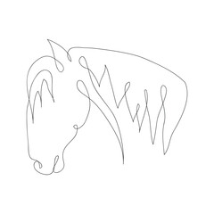 Sticker - Vector hand drawn one line horse head isolated on white background