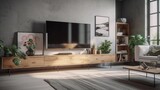 Fototapeta  - TV on cabinet in modern living room
