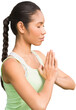Peaceful sporty woman doing yoga