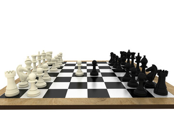 Poster - Black and white chess pieces on board