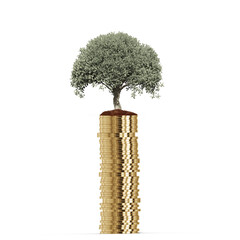 Sticker - Tree and soil on stack of gold coins