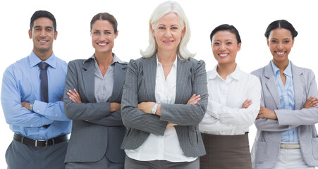 Canvas Print - Business people with arms crossed smiling at camera 