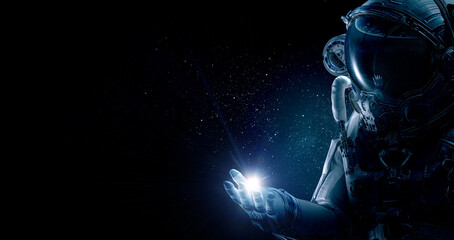 Wall Mural - astronaut at spacewalk . mixed media