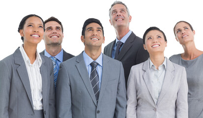 Canvas Print - Business people looking up in office