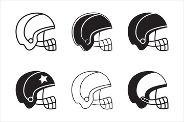 Wall Mural - American football helmet icon set. Rugby ball icons. Vector stock illustration. Simple flat design.