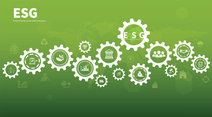 Wall Mural - sustainable business or green business vector illustration background with connection icon concept r