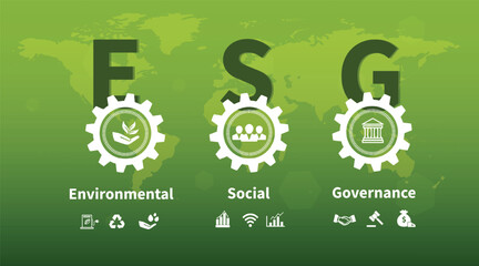 Wall Mural - sustainable business or green business vector illustration background with connection icon concept r